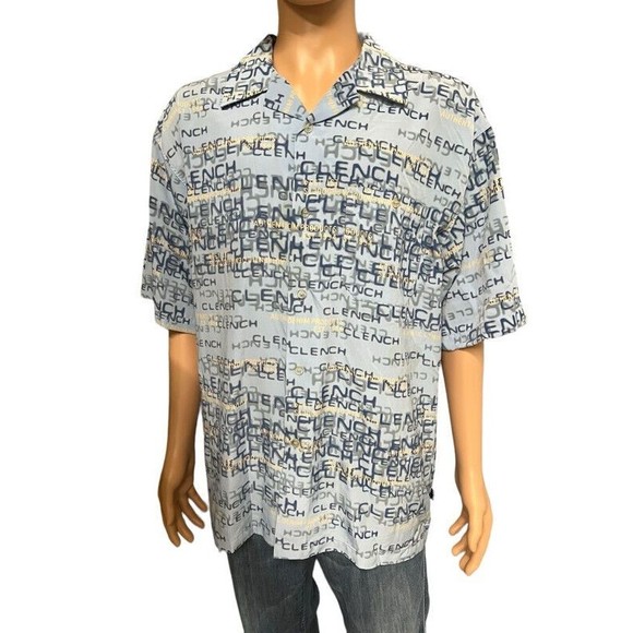 Clench Other - Clench Jeans Blue Clench All Over Print Button Up Shirt Mens Size XL